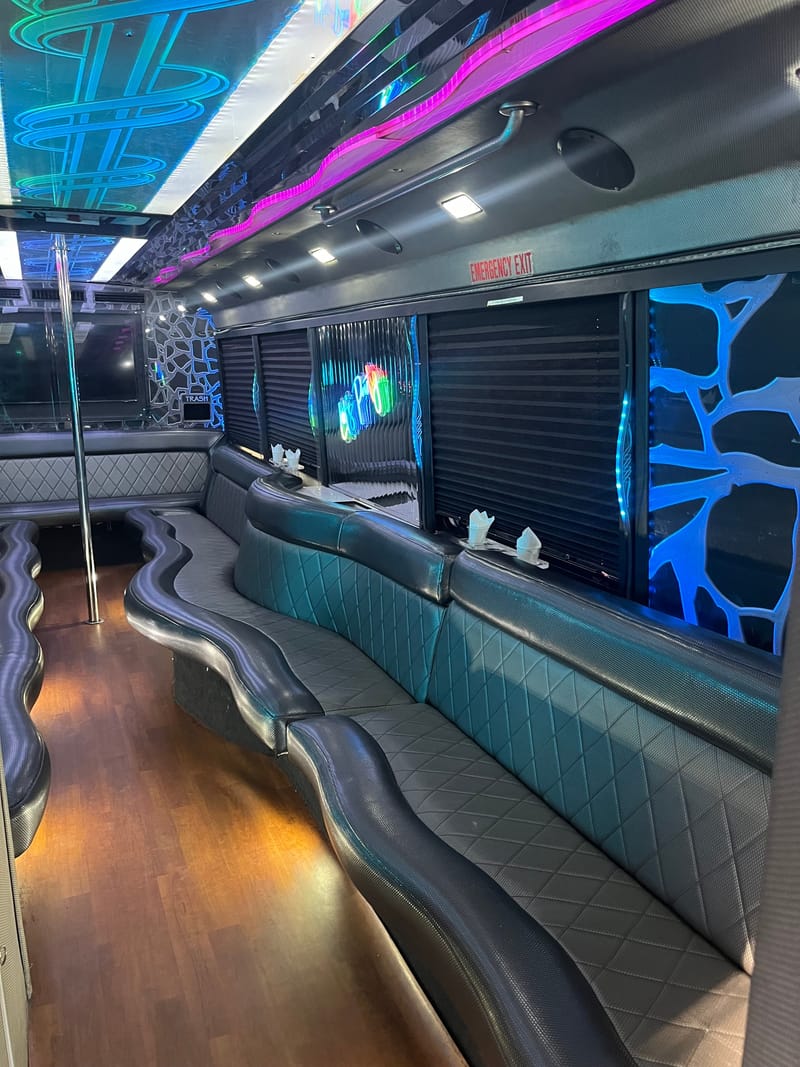 Interior picture photo of a 30-PAX Limo Party Bus from Busbie