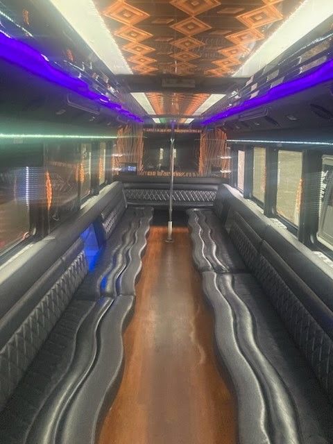 36-Passenger Party Bus - 36-passenger party bus interior view
